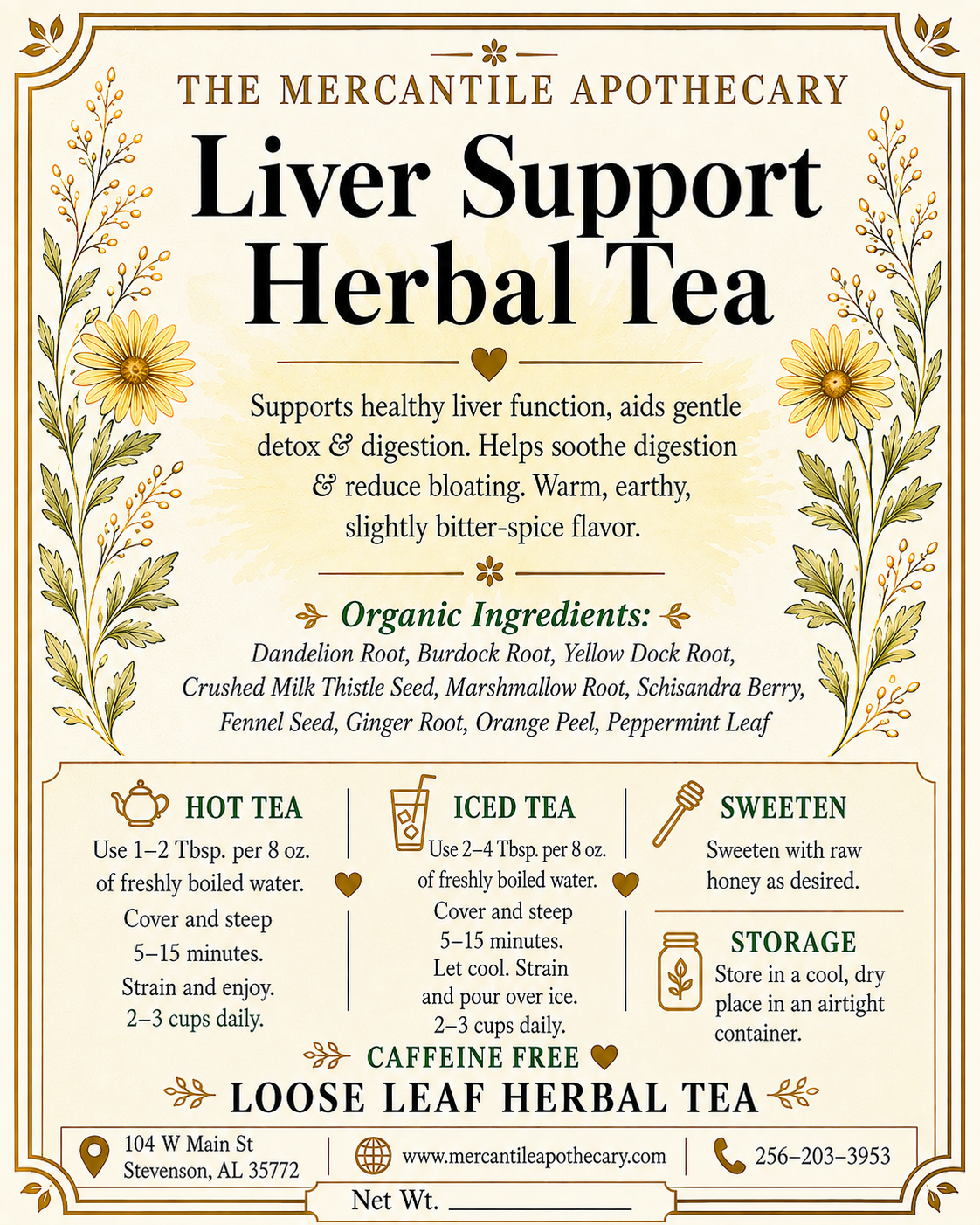 Liver Support Herbal Tea Blend The Mercantile Apothecary