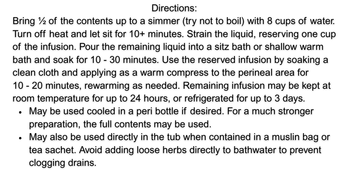 Postpartum Herbal Sitz Bath Tea
