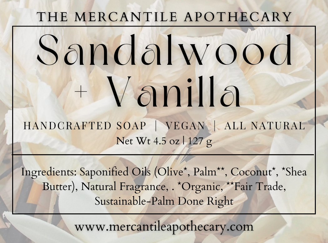 Sandalwood & Vanilla Soap Bar The Mercantile Apothecary